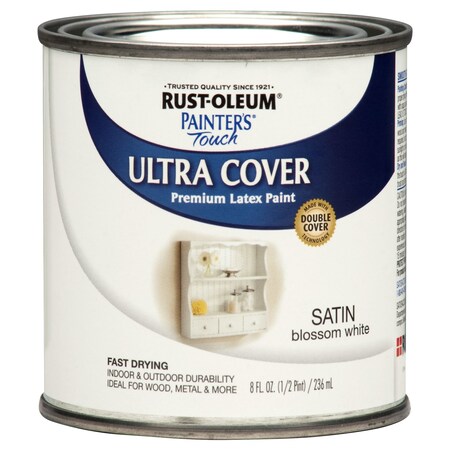 RUST-OLEUM Painter's Touch Ultra Cover Multi-Purpose Paint, Satin Blossom White, Half Pint 267300